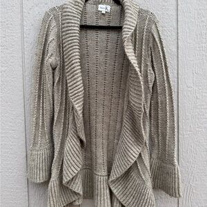 K Women's Open-Front Ribbed Cardigan in Gray